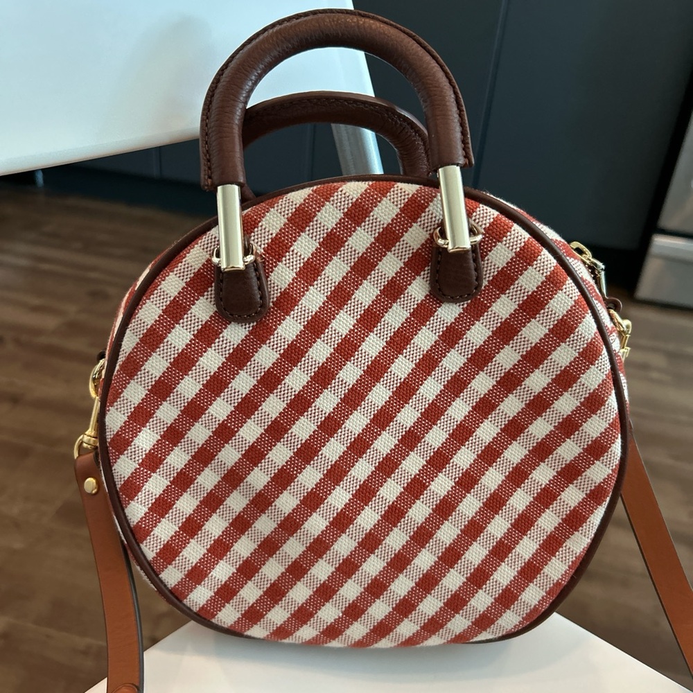 Talbots Red and Brown Gingham Crossbody Bag